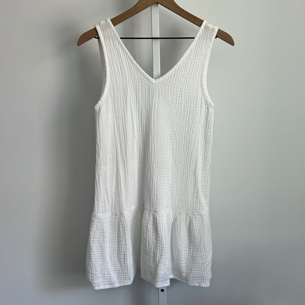 Marine Layer White Textured V-Neck Swim Coverup